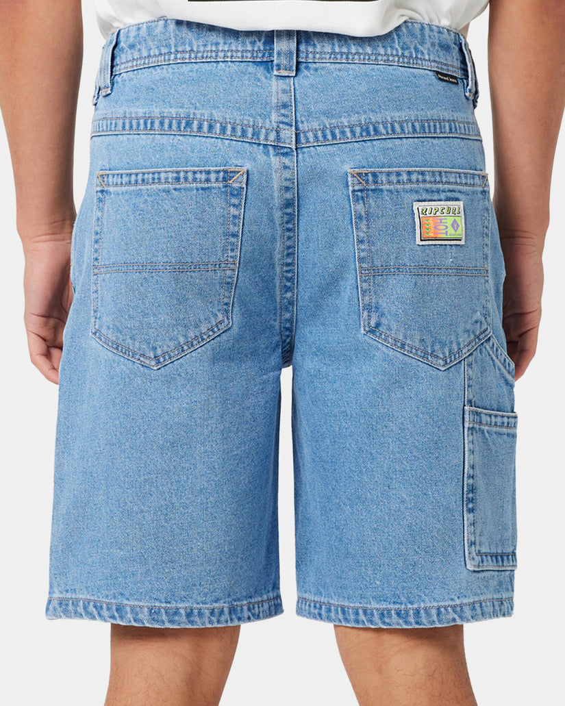 Mens A Brand x Rip Curl A5 Baggy Larry Tapered Denim Shorts