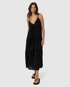 WOMENS CLASSIC TIERED MIDI DRESS