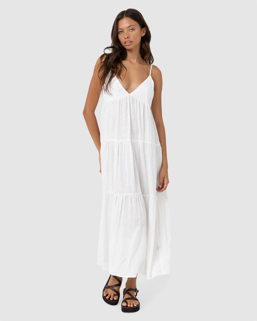 WOMENS CLASSIC TIERED MIDI DRESS