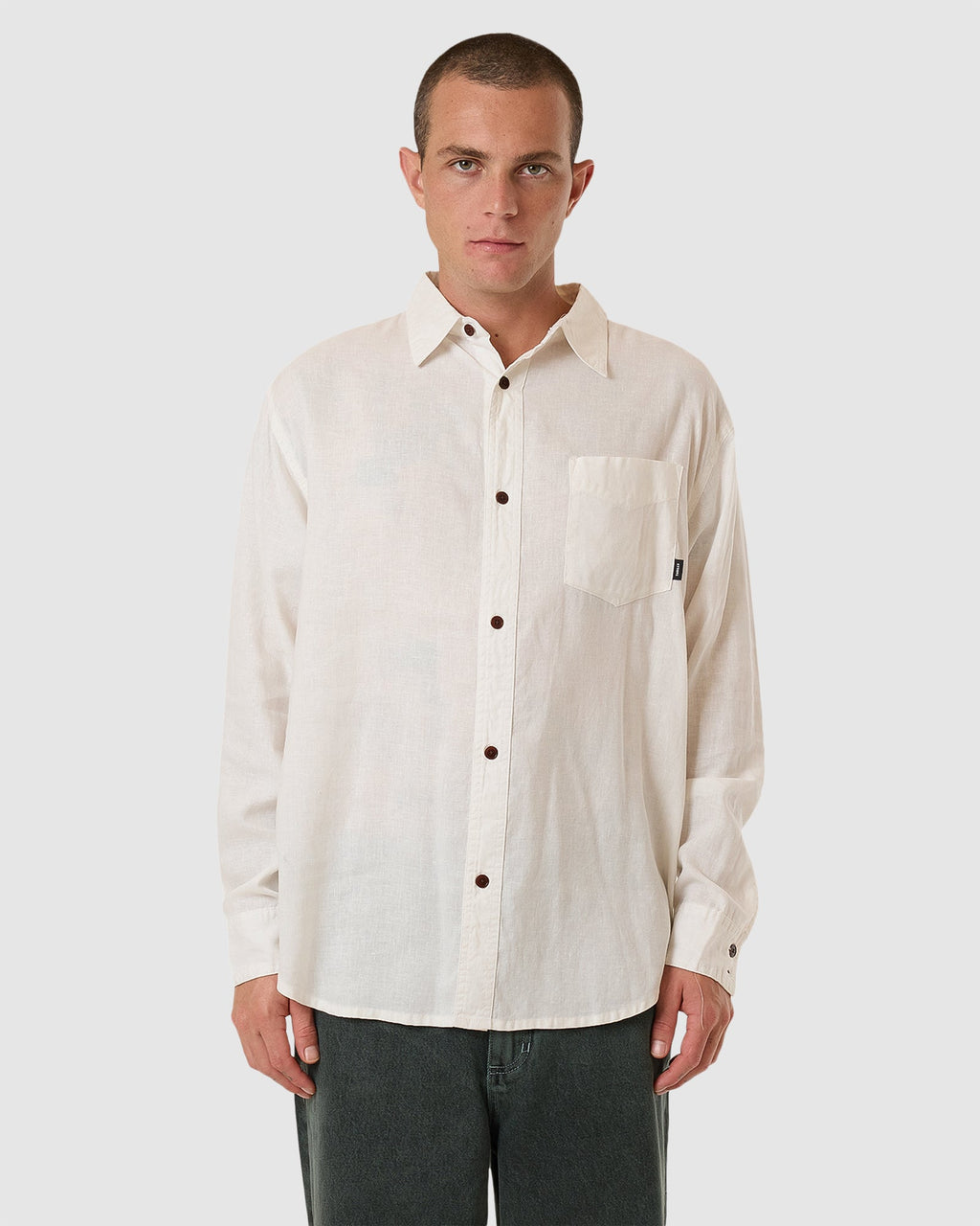 MENS HEMP MINIMAL THRILLS OVERSIZED LONG SLEEVE SHIRT