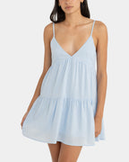 WOMENS CLASSIC TIERED MINI DRESS