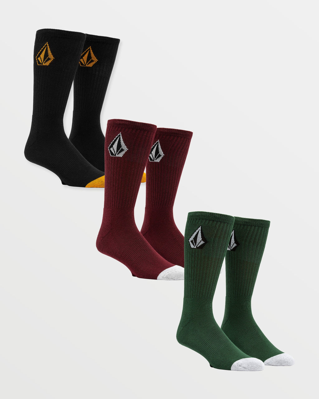 Mens Full Stone 3 Pack Mix Crew Socks
