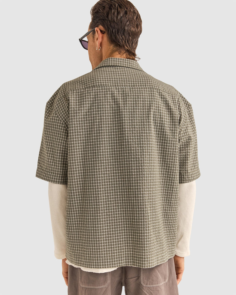 MENS RELAXED CHECK SHORT SLEEVE SHIRT