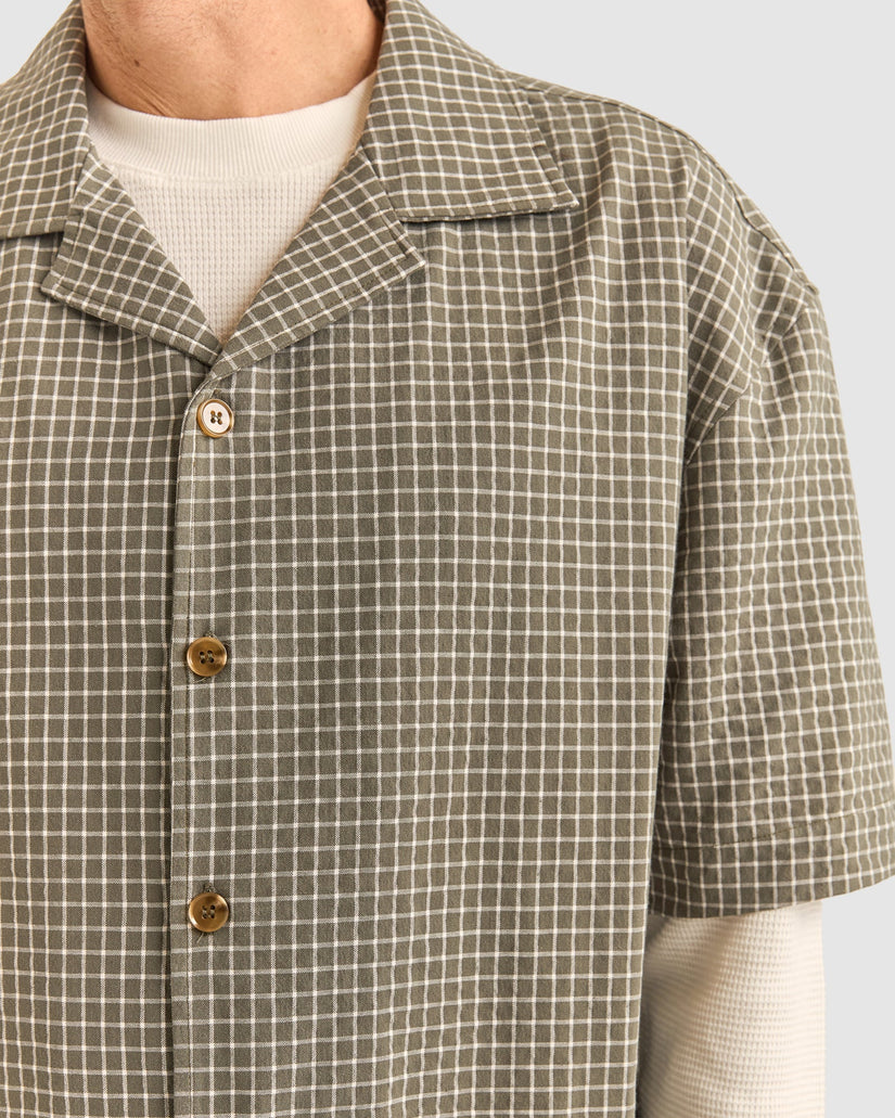 MENS RELAXED CHECK SHORT SLEEVE SHIRT