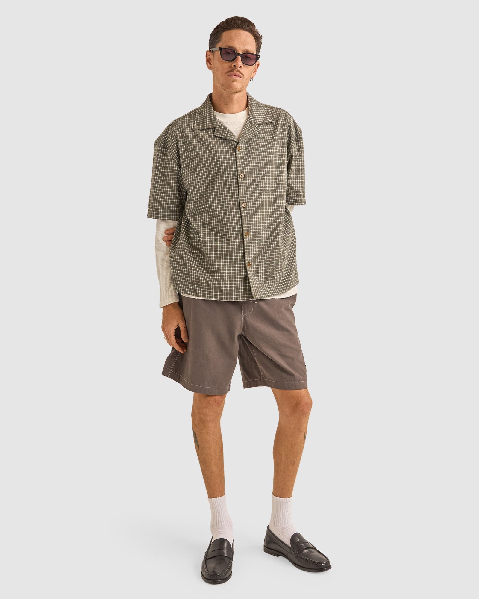 Buy MENS RELAXED CHECK SHORT SLEEVE SHIRT by Rhythm | Amazon Surf NZ