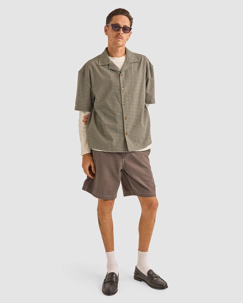 MENS RELAXED CHECK SHORT SLEEVE SHIRT