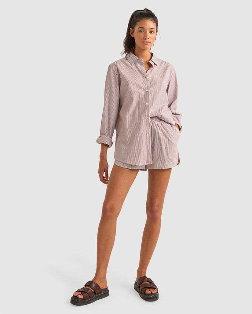 Womens Zephyr Stripe Beach Elastic Waist Shorts