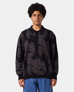 MENS DISTORT LONG SLEEVE KNIT POLO