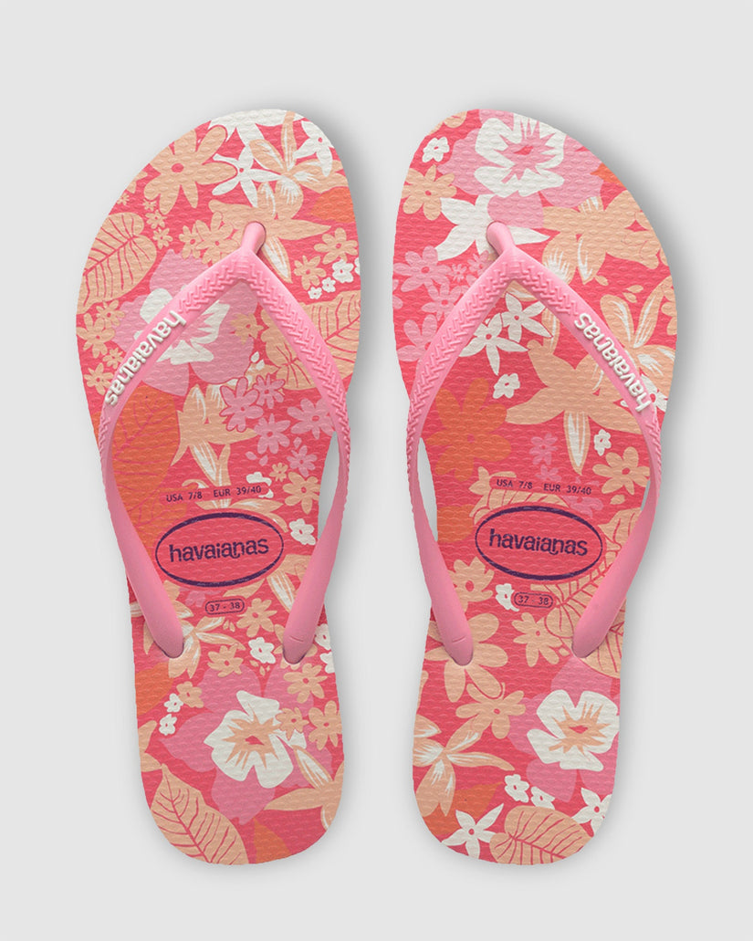 Girls 5-9 Slim Ditsy Bloom Pink Thongs