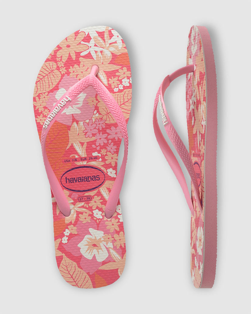 Girls 5-9 Slim Ditsy Bloom Pink Thongs