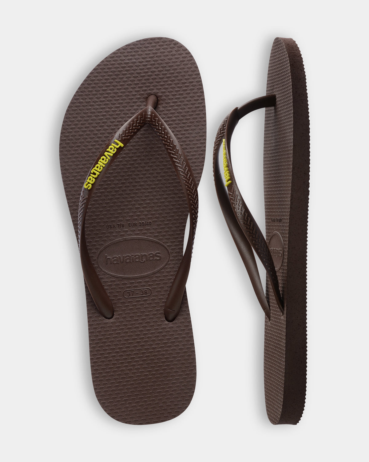 Womens Slim Rubber Logo Thongs