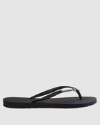 Womens Slim Metal Logo Crystal Thongs