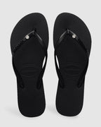 Womens Slim Metal Logo Glitter II Thongs