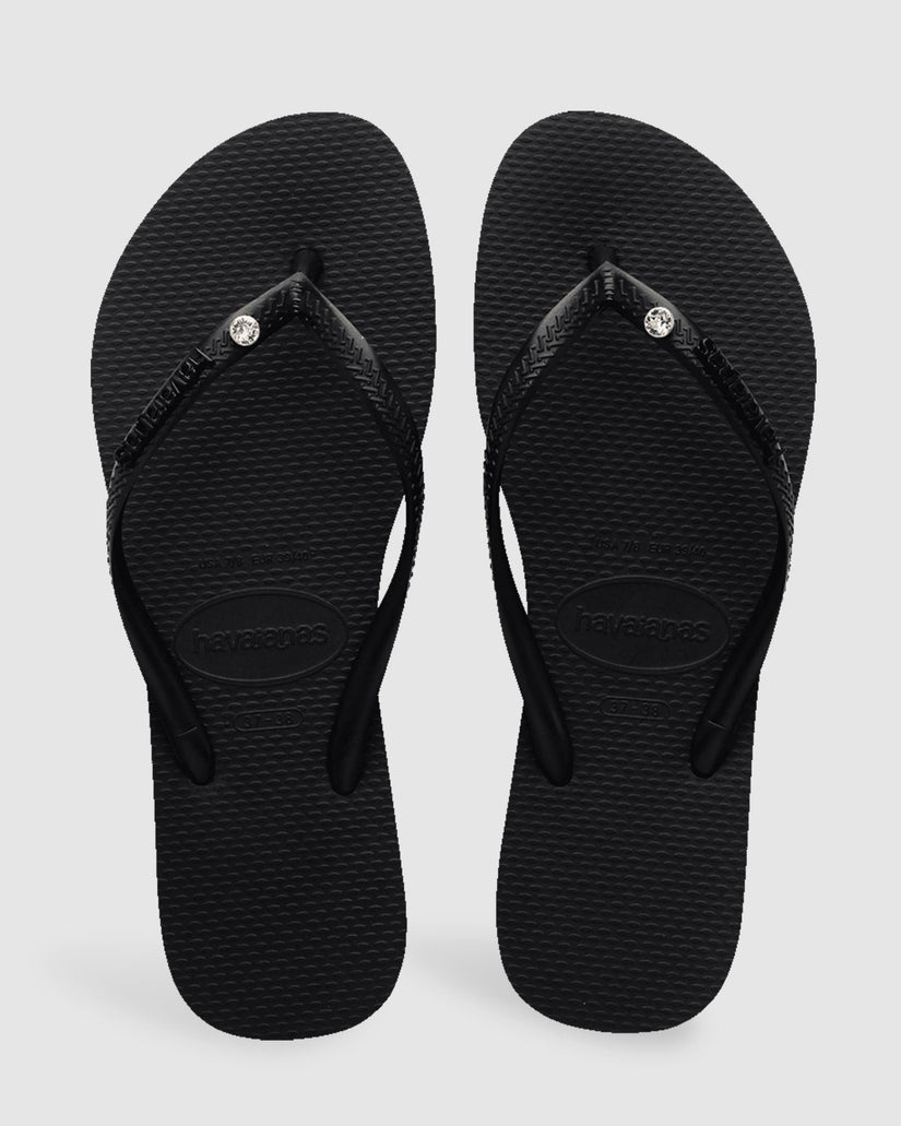 Womens Slim Metal Logo Glitter II Thongs