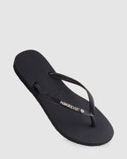 Womens Slim Metal Logo Glitter II Thongs