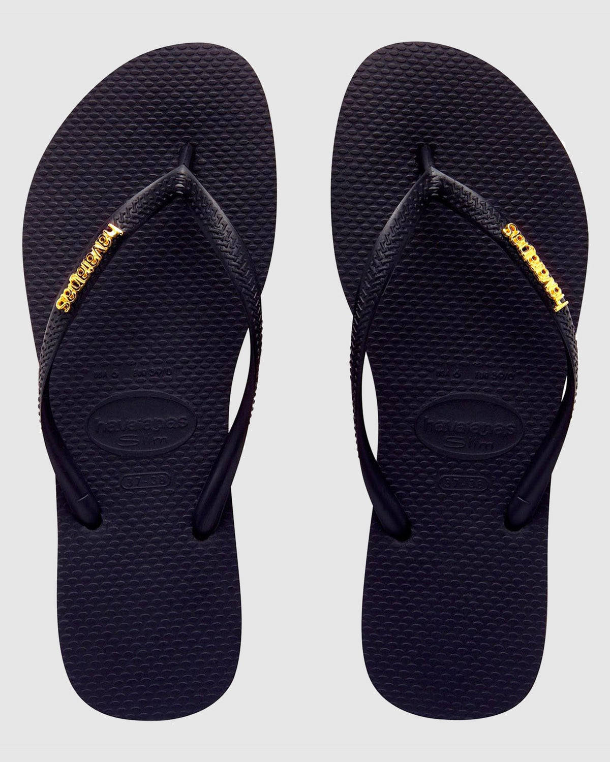 Womens Slim Metal Logo Thongs