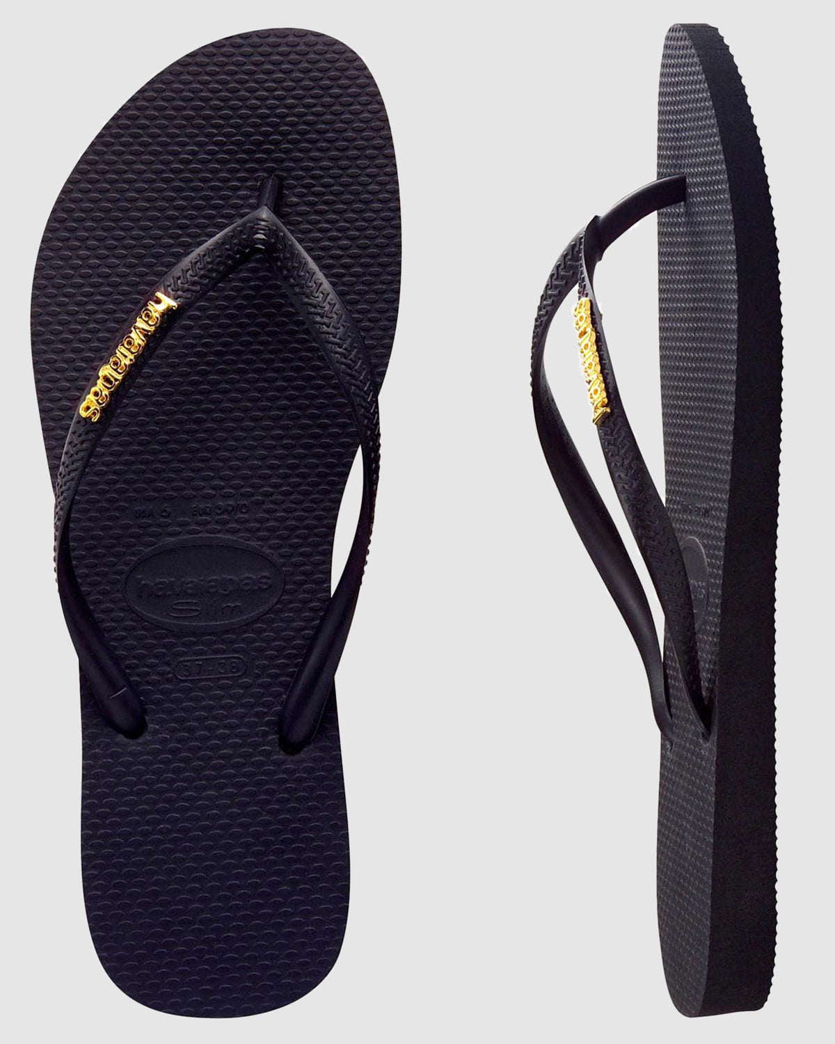 Womens Slim Metal Logo Thongs