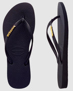 Womens Slim Metal Logo Thongs