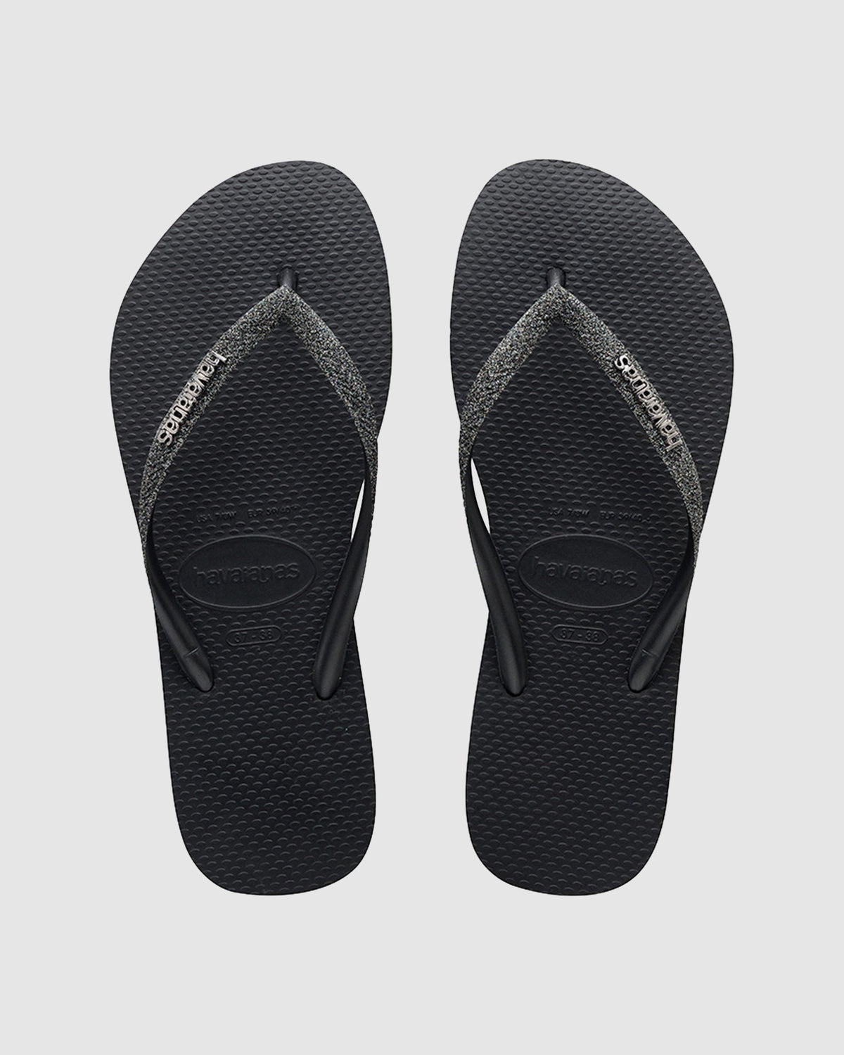 SLIM METAL LOGO GLITTER THONGS