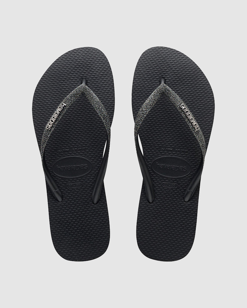 SLIM METAL LOGO GLITTER THONGS