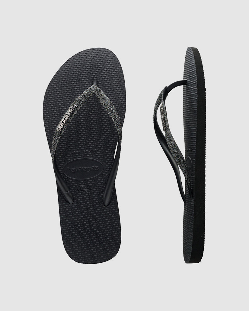 SLIM METAL LOGO GLITTER THONGS