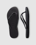 Womens Slim Metal Logo Thongs