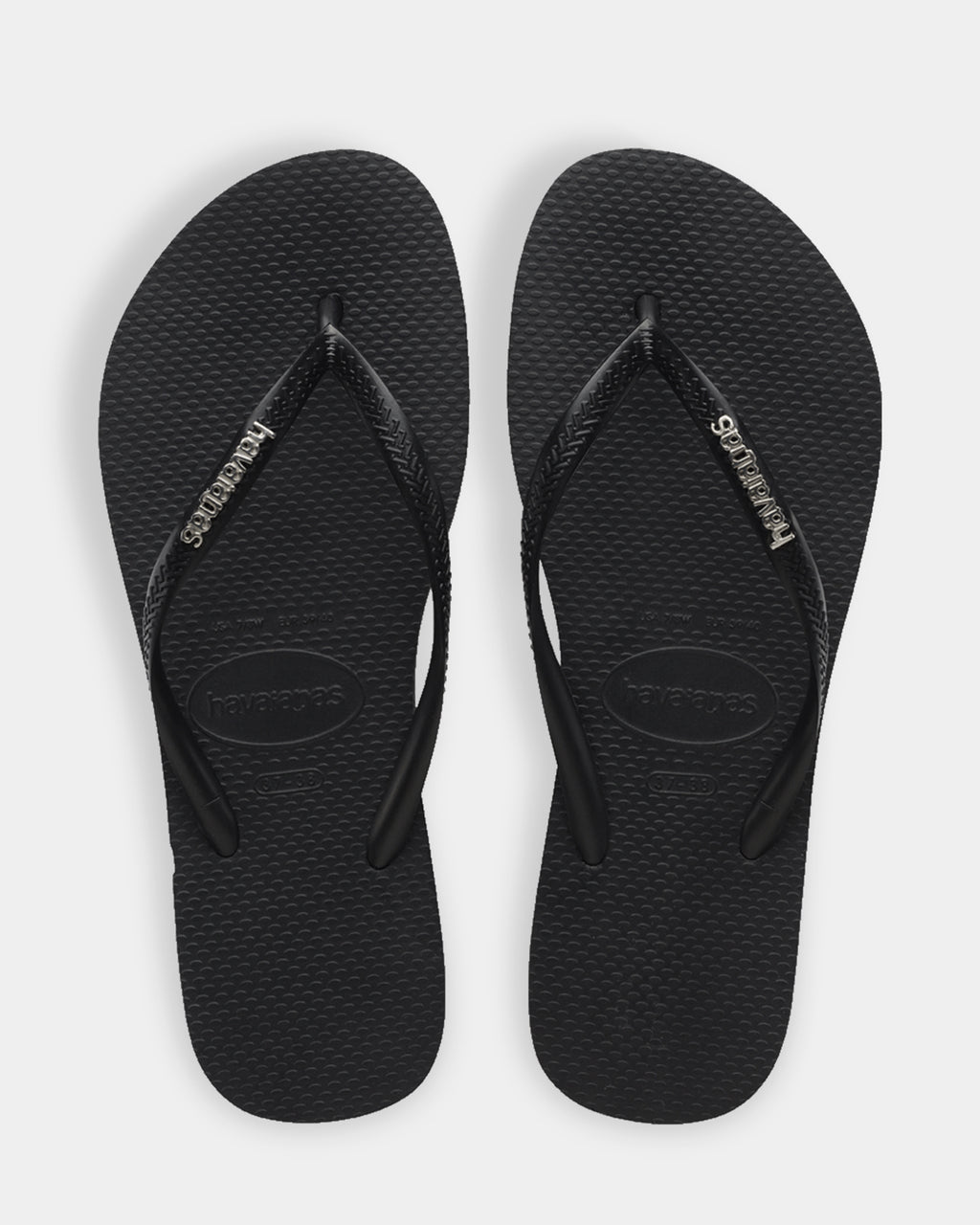Womens Slim Metal Logo Thongs