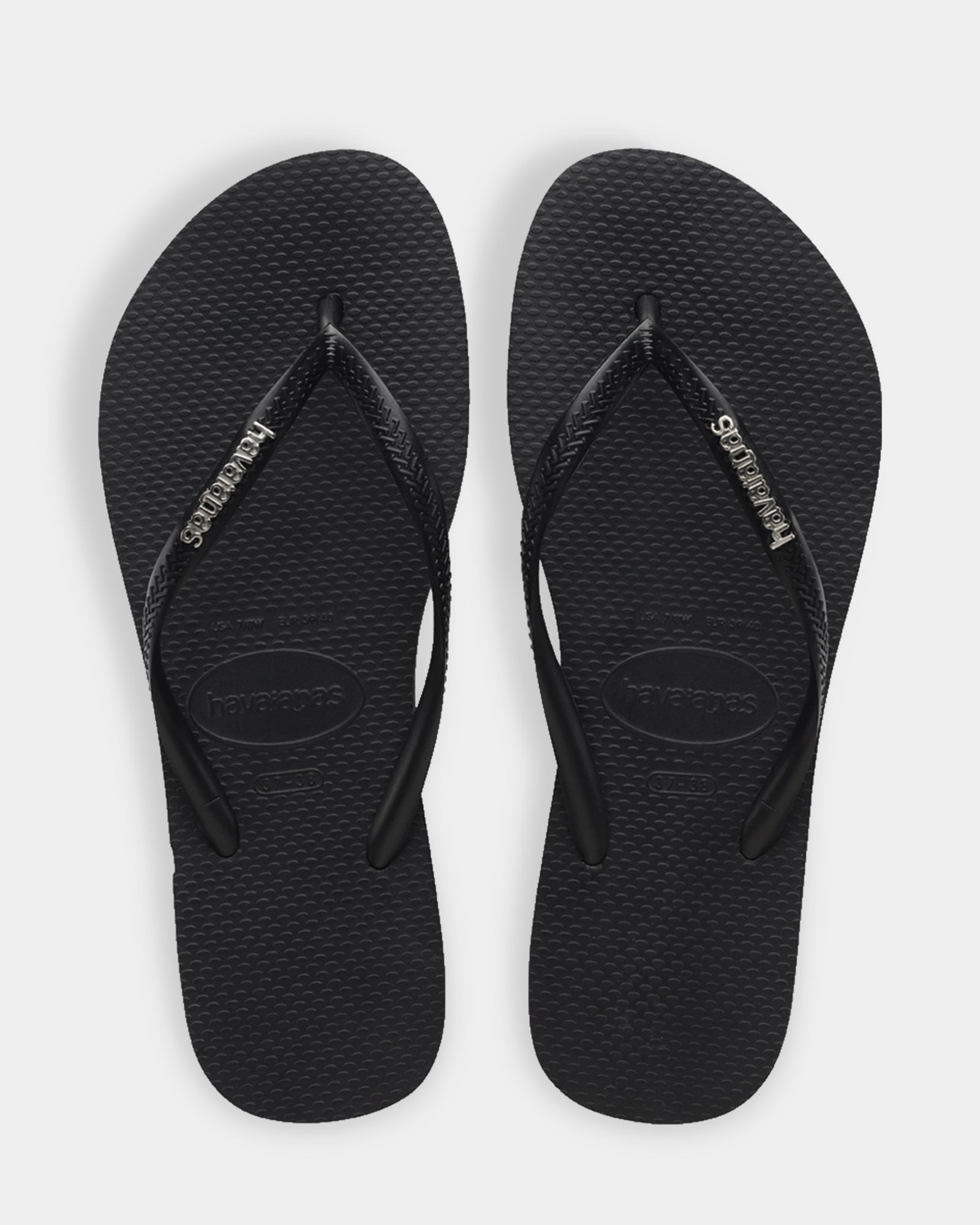 Womens Slim Metal Logo Thongs