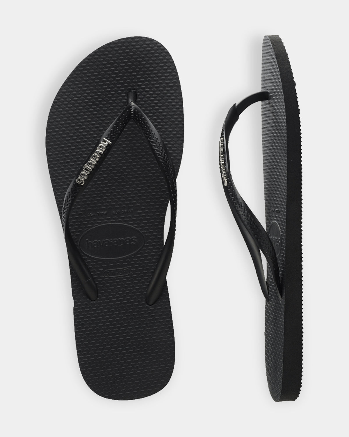 Womens Slim Metal Logo Thongs