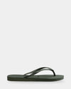Slim Metallic Green Olive Thongs