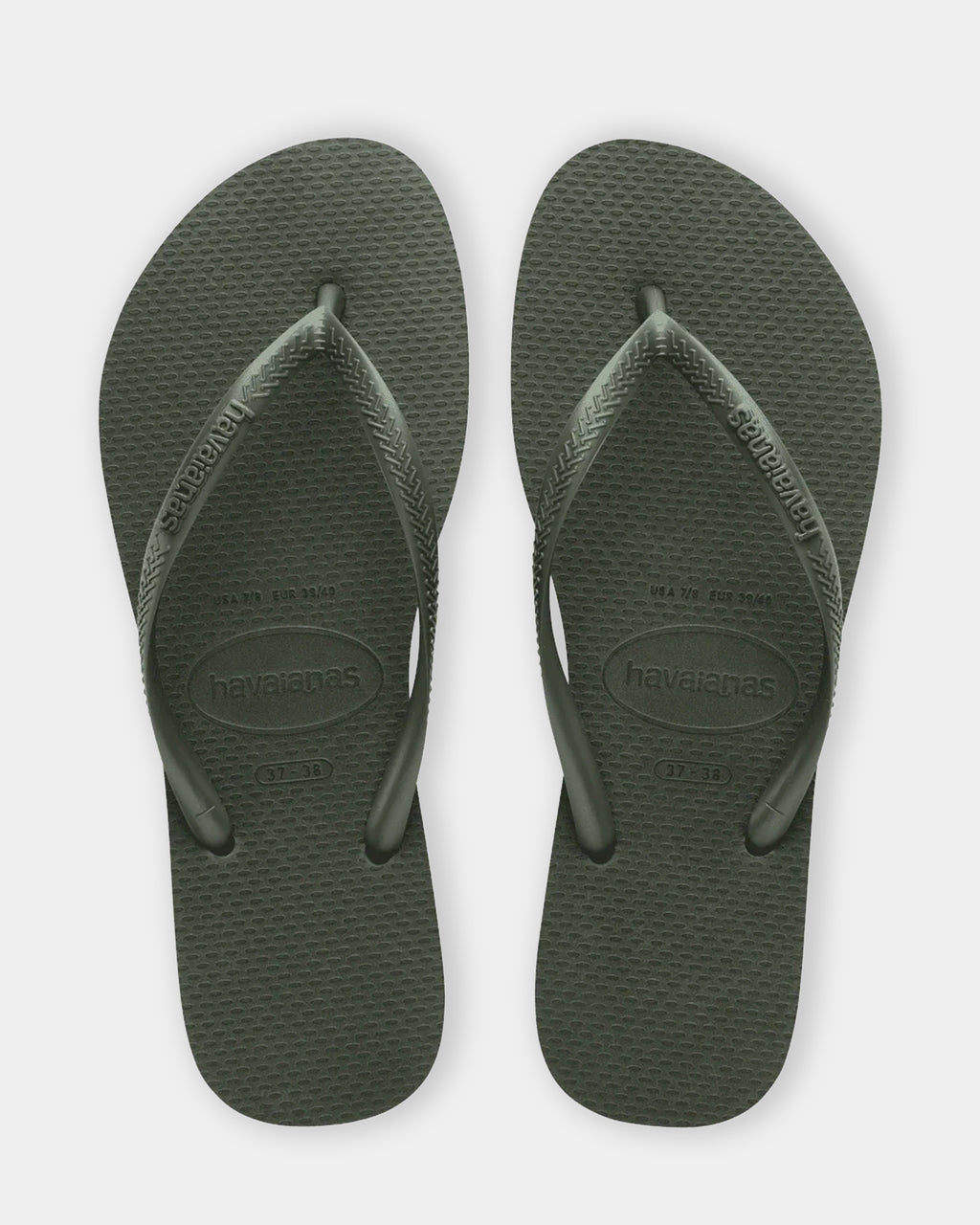 Slim Metallic Green Olive Thongs