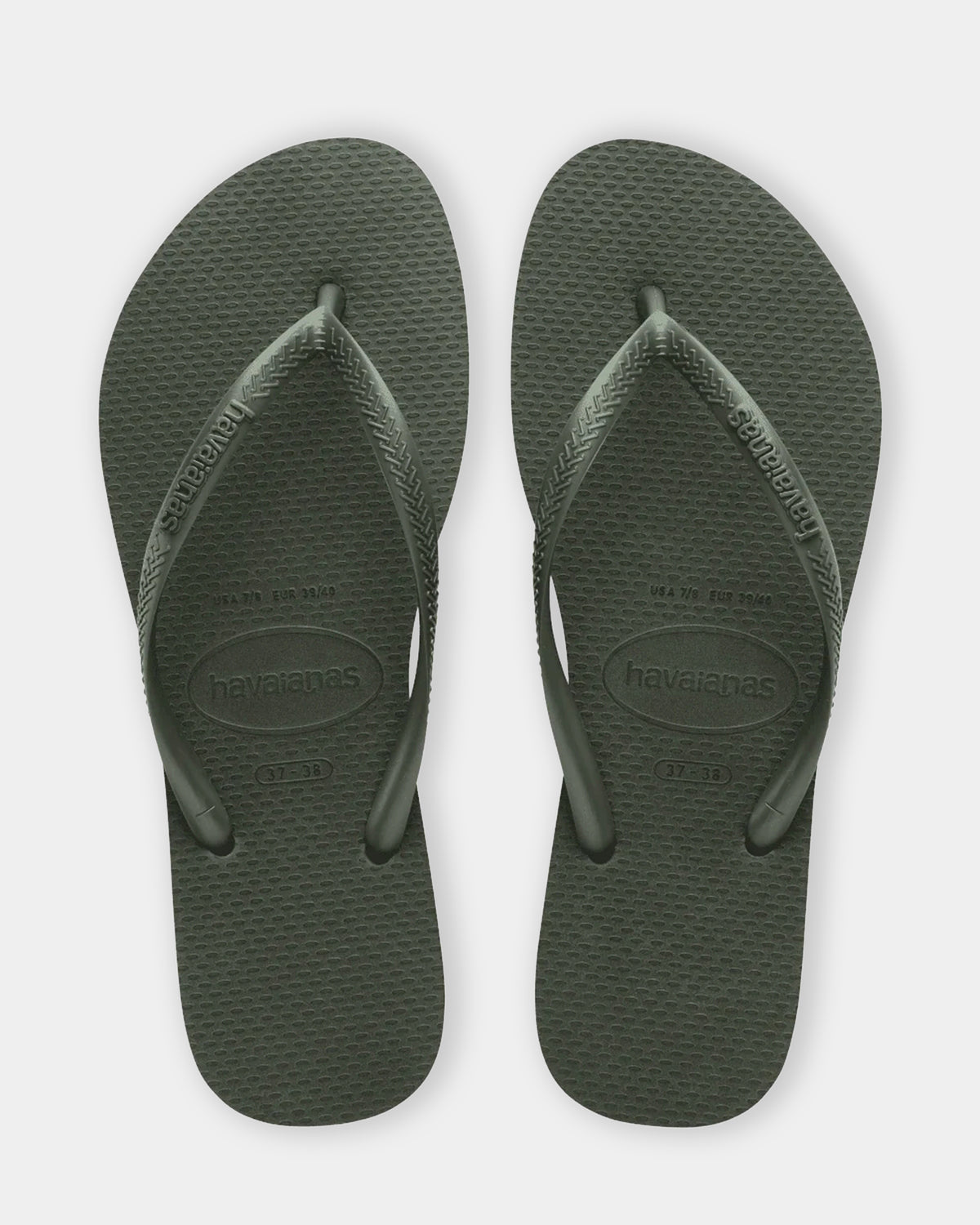 Slim Metallic Green Olive Thongs
