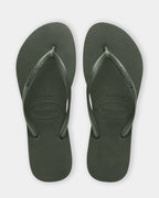 Slim Metallic Green Olive Thongs