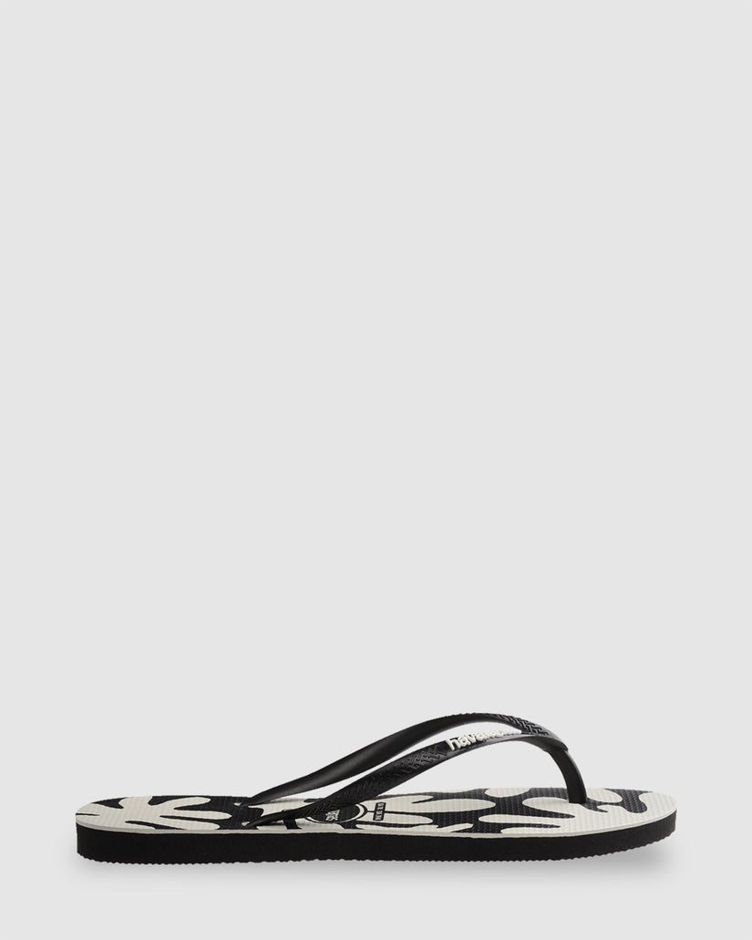 Womens Slim Coral Black Thongs