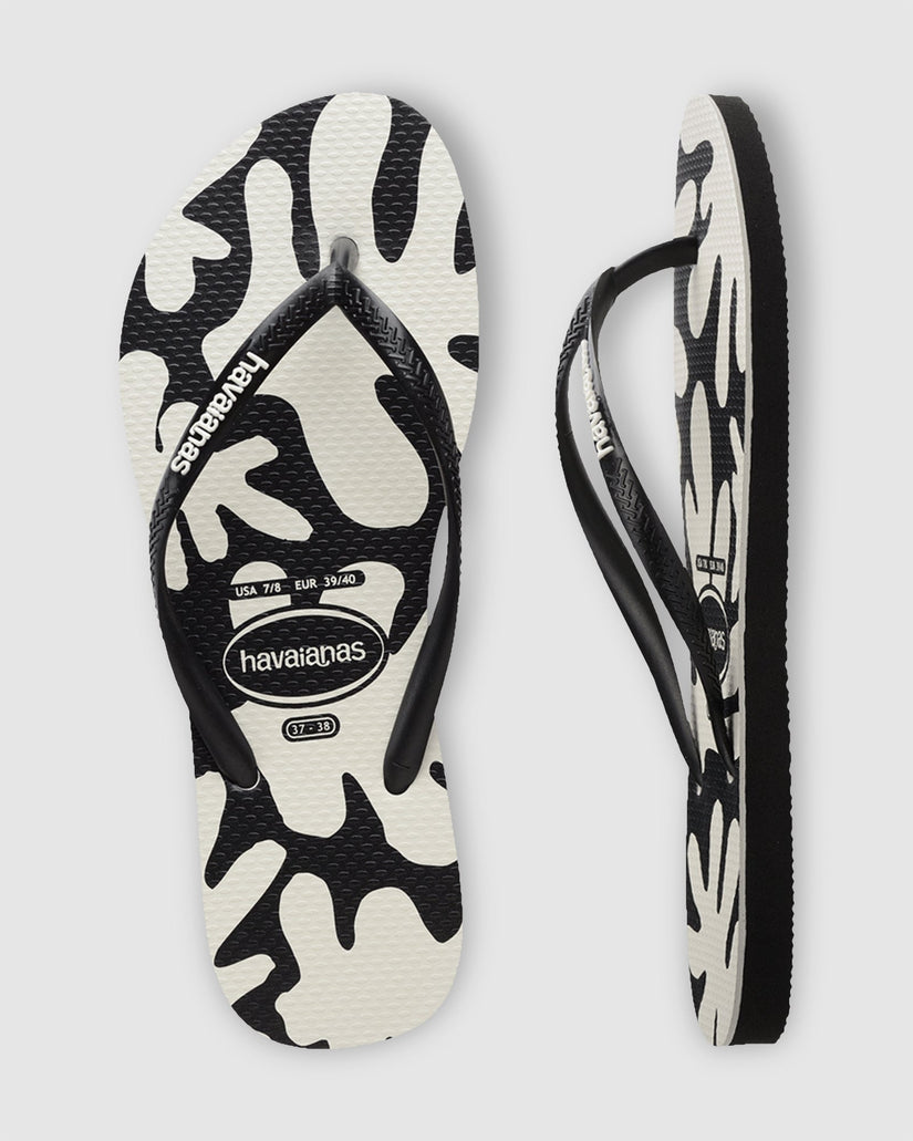 Womens Slim Coral Black Thongs