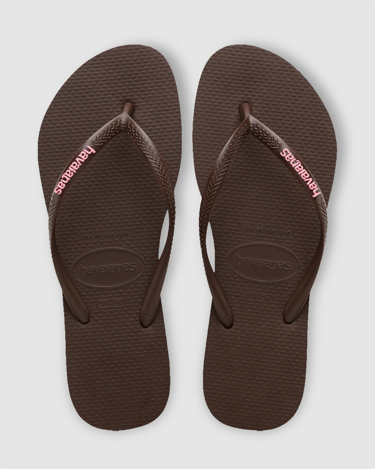 Womens Slim Rubber Logo Thongs