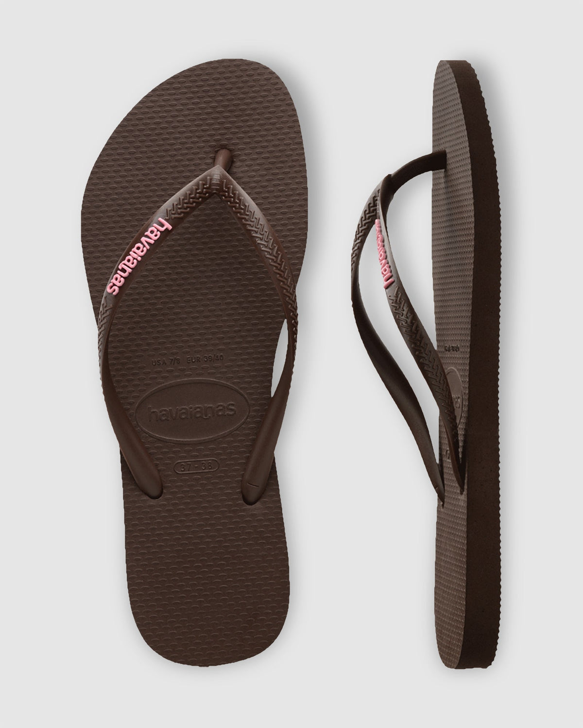 Womens Slim Rubber Logo Thongs