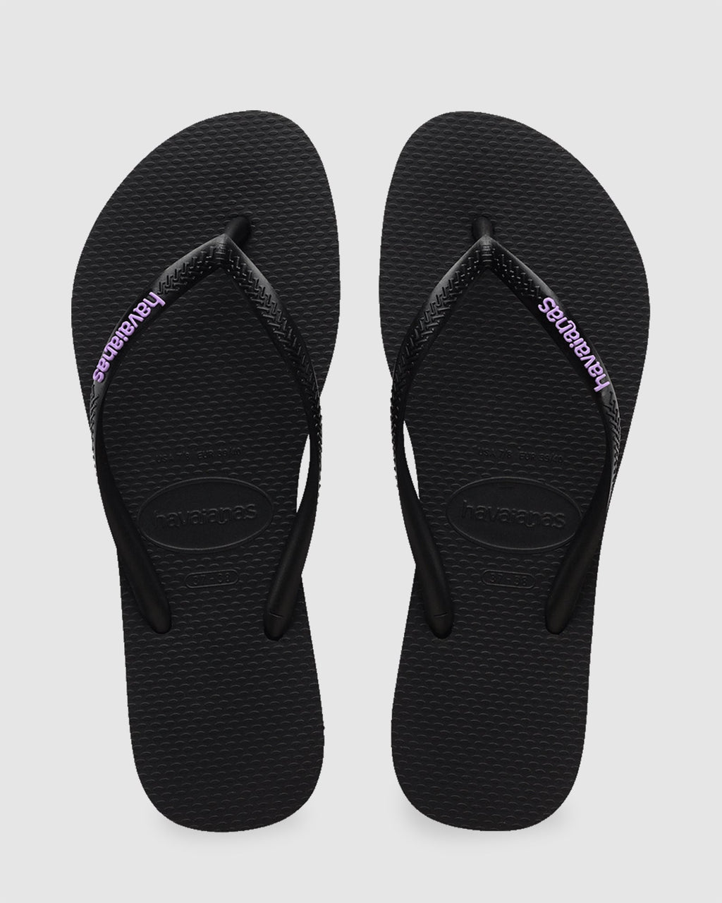 Womens Slim Rubber Logo Thongs