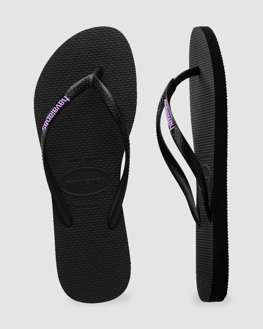 Womens Slim Rubber Logo Thongs