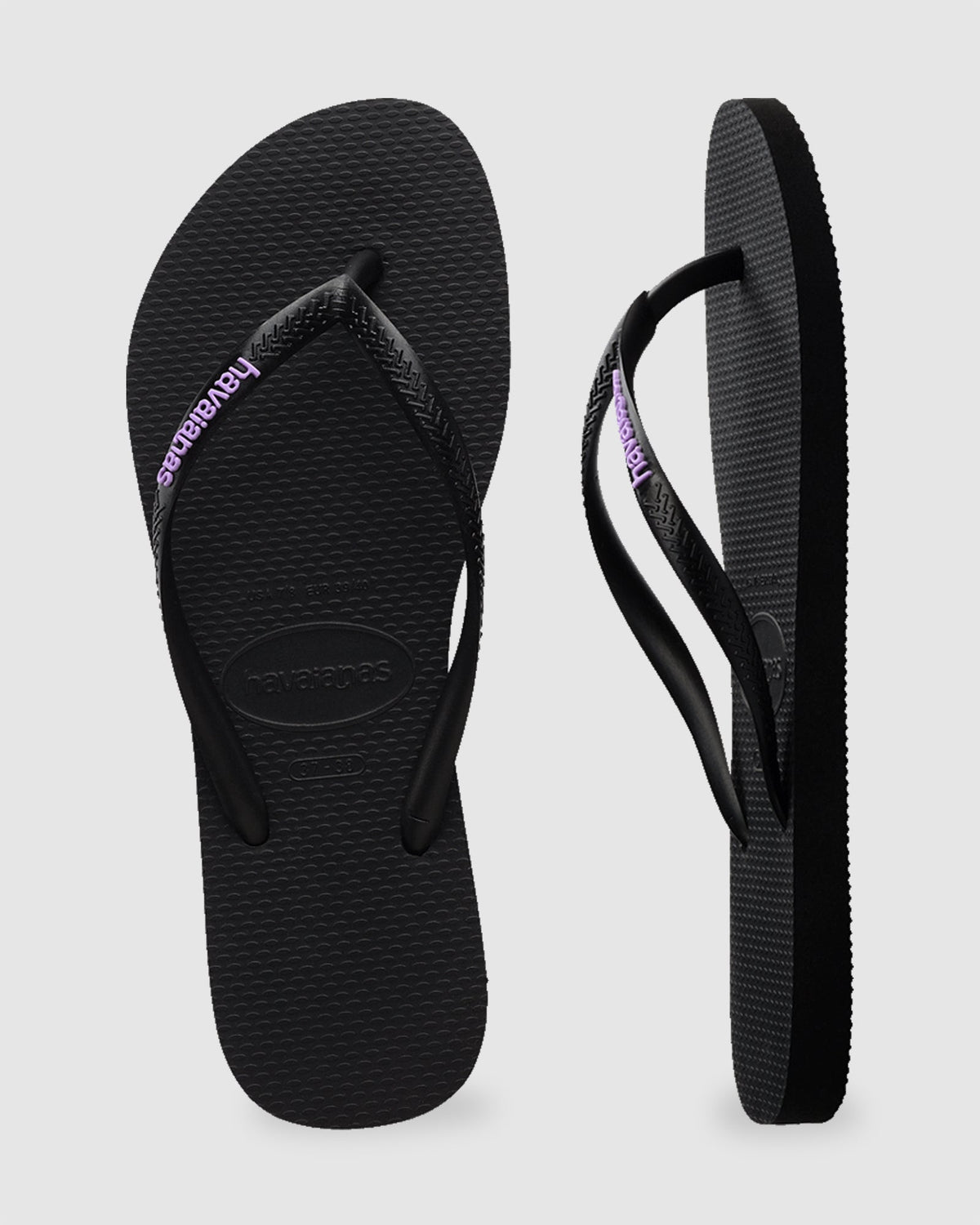 Womens Slim Rubber Logo Thongs