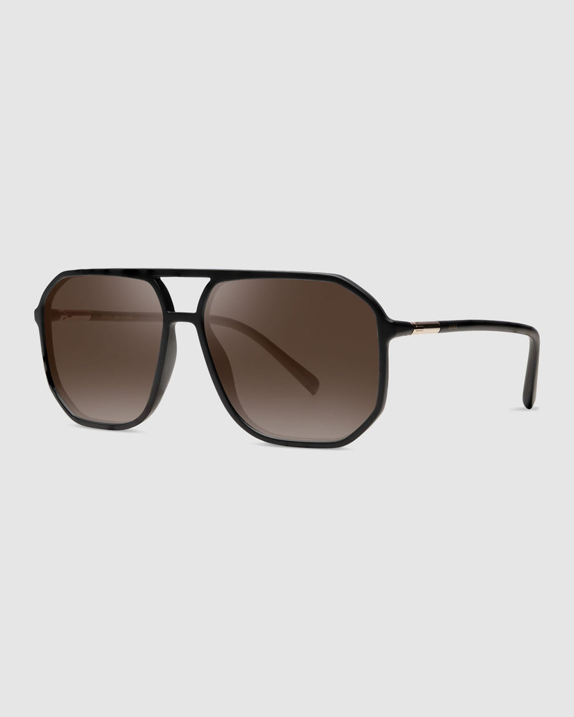 Nia Matt Black Aviator Sunglasses