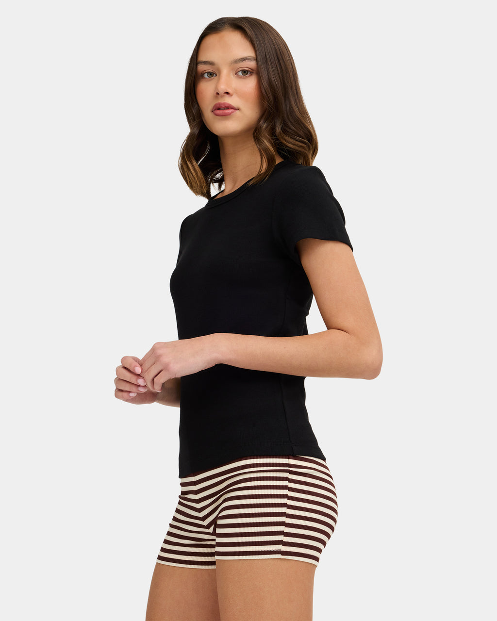 Womens Achromatic Rib T-Shirt