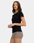 Womens Achromatic Rib T-Shirt