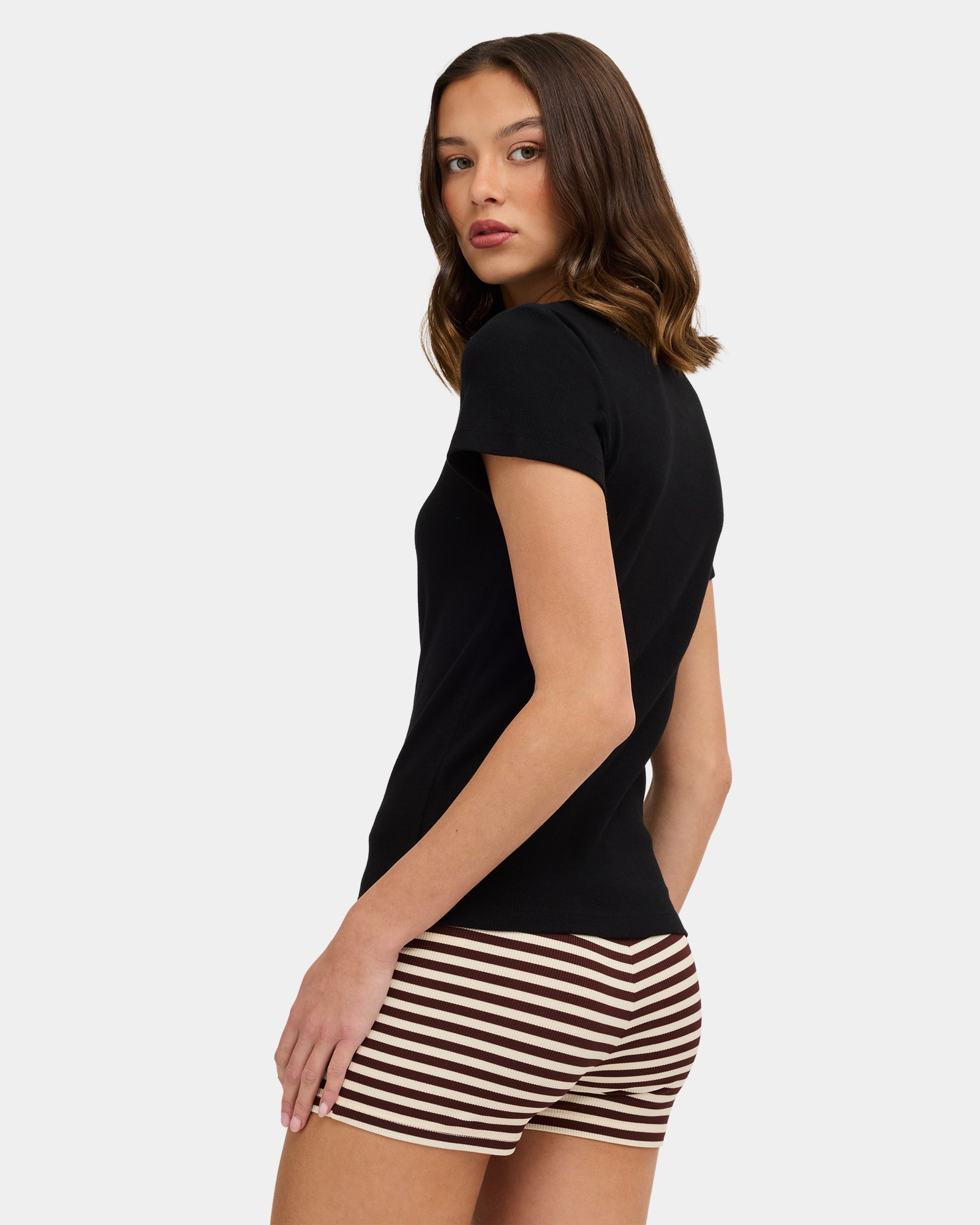 Womens Achromatic Rib T-Shirt