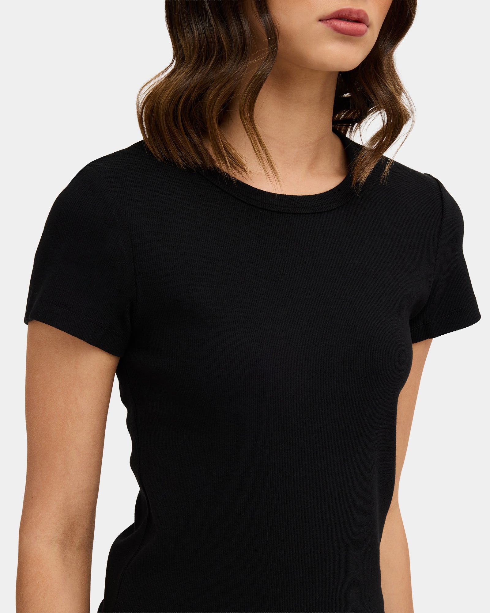 Womens Achromatic Rib T-Shirt