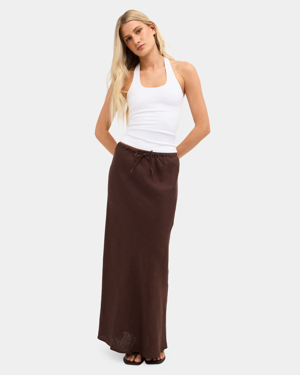 Womens Lyric Linen Maxi Skirt