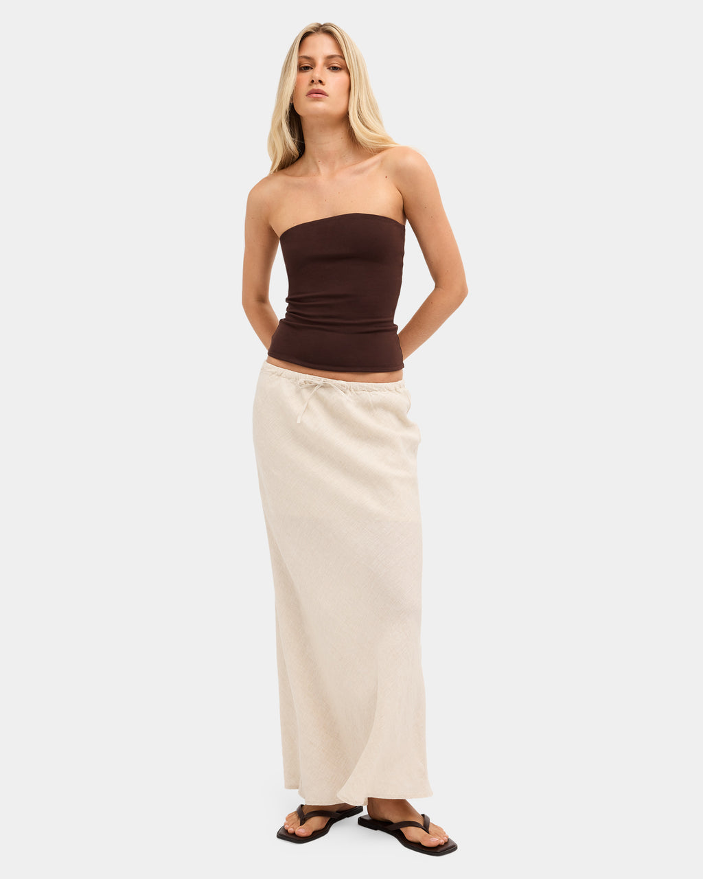 Womens Lyric Linen Maxi Skirt