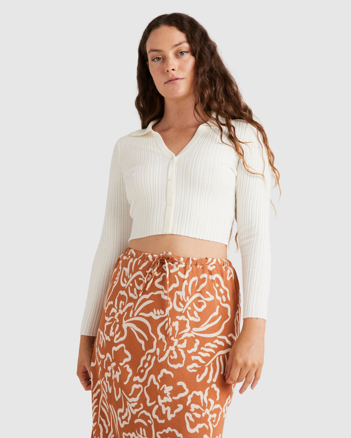 WOMENS BUTTON THRU KNIT LONG SLEEVE SHIRT