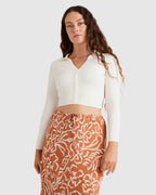 WOMENS BUTTON THRU KNIT LONG SLEEVE SHIRT