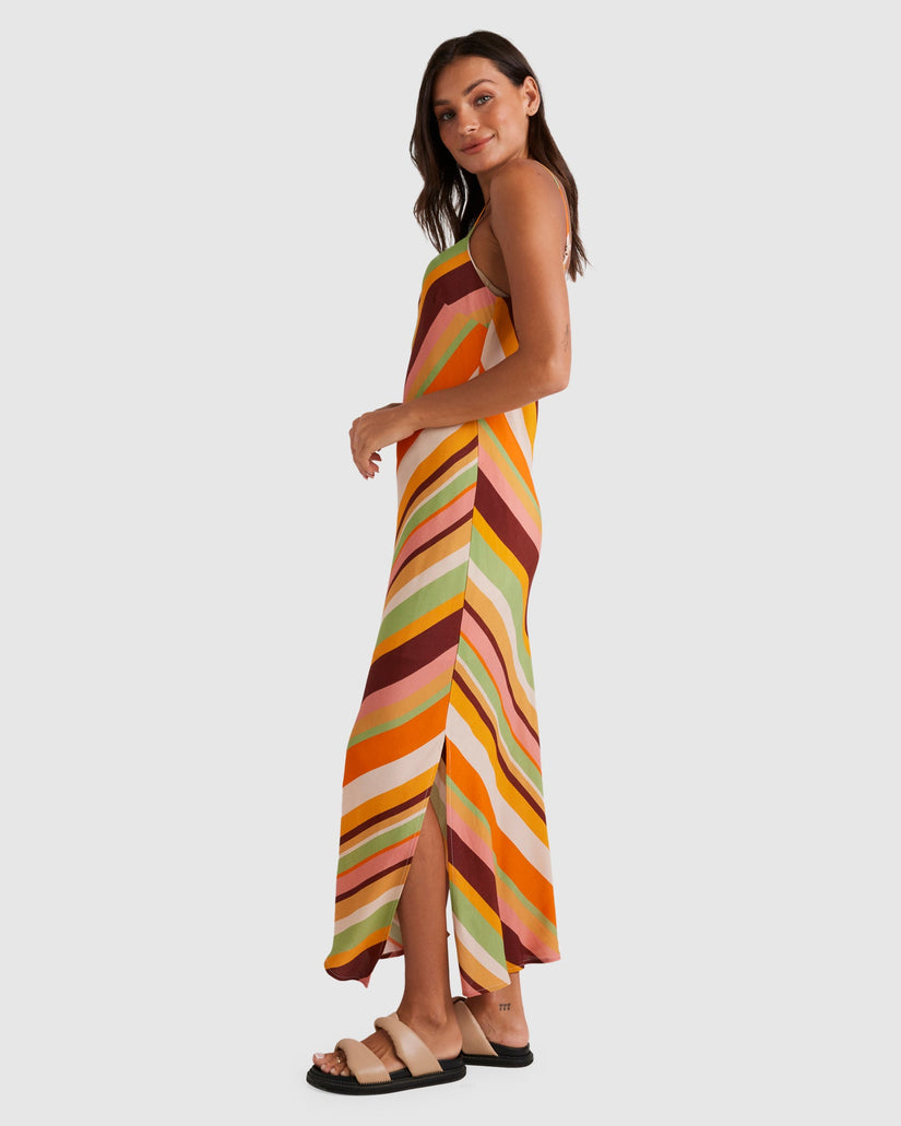 WOMENS SAFFRON BIAS MIDI DRESS